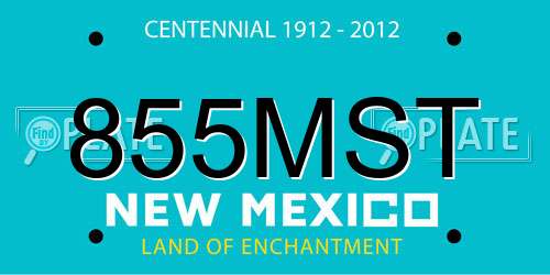 855MST New Mexico License Plate