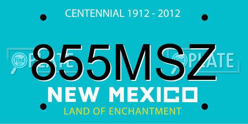 855MSZ New Mexico License Plate