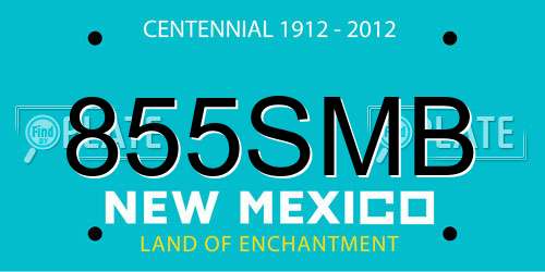 855SMB New Mexico License Plate