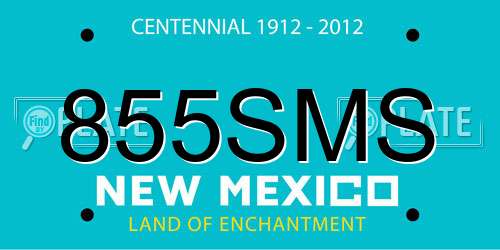 855SMS New Mexico License Plate