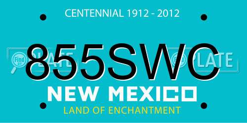 855SWC New Mexico License Plate