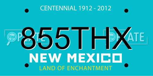 855THX New Mexico License Plate