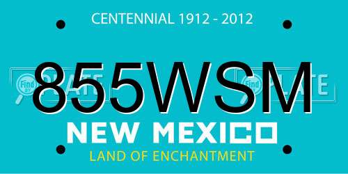855WSM New Mexico License Plate