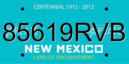 85619RVB New Mexico License Plate