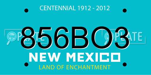 856BO3 New Mexico License Plate