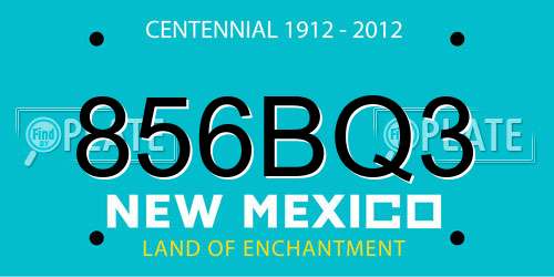 856BQ3 New Mexico License Plate