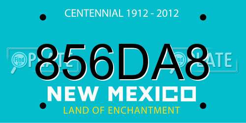 856DA8 New Mexico License Plate