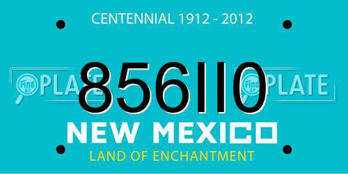 856II0 New Mexico License Plate