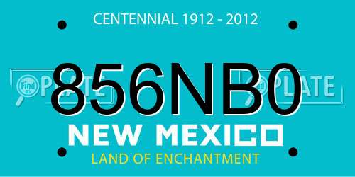 856NB0 New Mexico License Plate