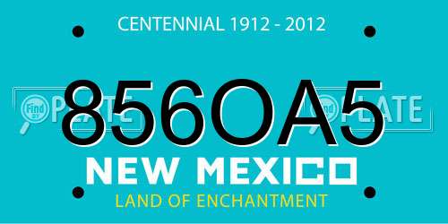 856OA5 New Mexico License Plate