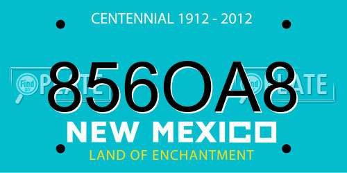 856OA8 New Mexico License Plate