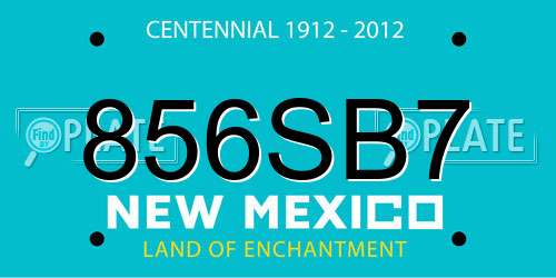 856SB7 New Mexico License Plate