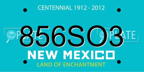 856SO3 New Mexico License Plate