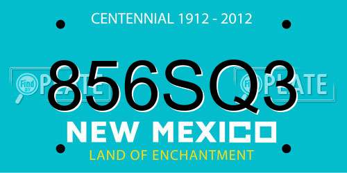 856SQ3 New Mexico License Plate