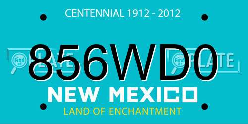 856WD0 New Mexico License Plate