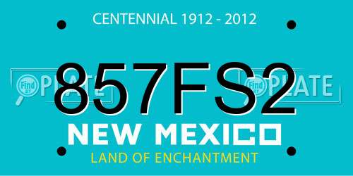 857FS2 New Mexico License Plate