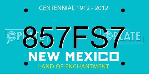 857FS7 New Mexico License Plate