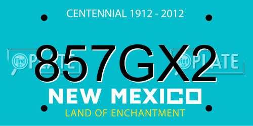 857GX2 New Mexico License Plate