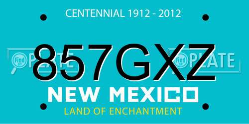 857GXZ New Mexico License Plate