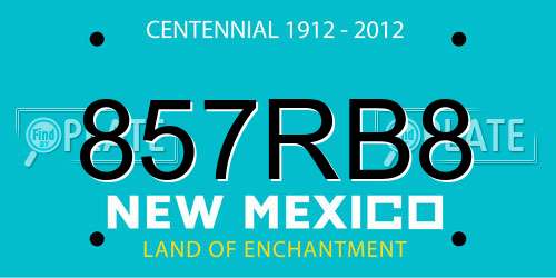 857RB8 New Mexico License Plate