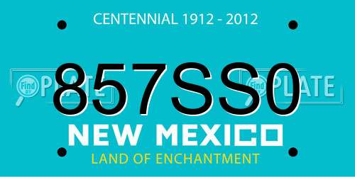 857SS0 New Mexico License Plate