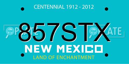 857STX New Mexico License Plate