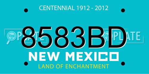 8583BD New Mexico License Plate