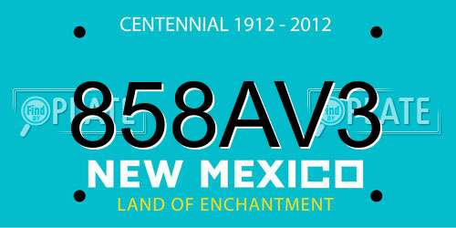 858AV3 New Mexico License Plate