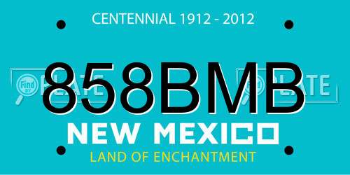 858BMB New Mexico License Plate