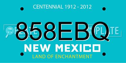 858EBQ New Mexico License Plate