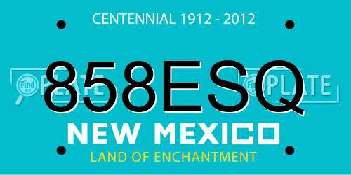 858ESQ New Mexico License Plate