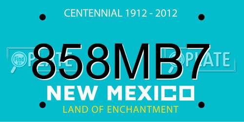 858MB7 New Mexico License Plate