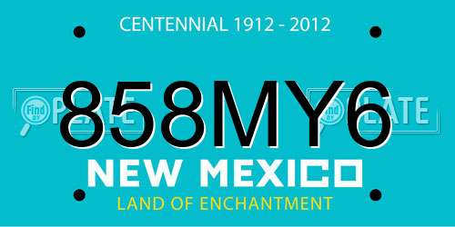 858MY6 New Mexico License Plate