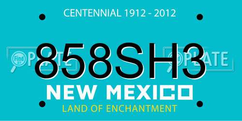 858SH3 New Mexico License Plate