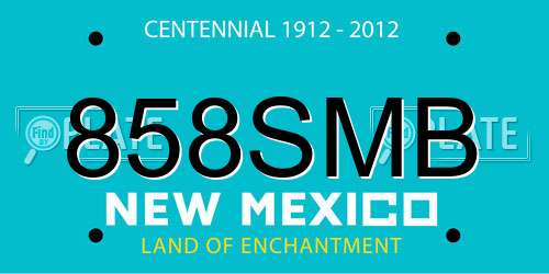 858SMB New Mexico License Plate