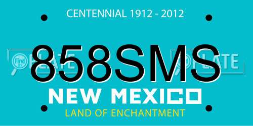 858SMS New Mexico License Plate