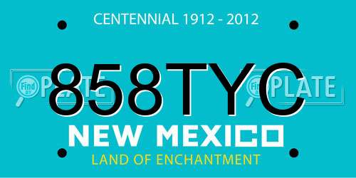 858TYC New Mexico License Plate