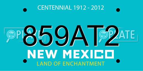 859AT2 New Mexico License Plate