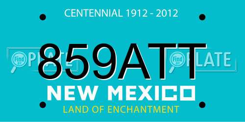 859ATT New Mexico License Plate