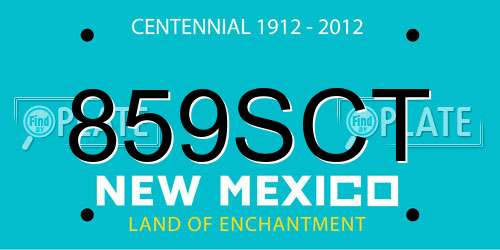 859SCT New Mexico License Plate
