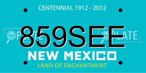 859SEE New Mexico License Plate