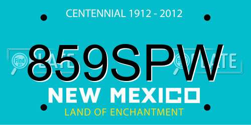859SPW New Mexico License Plate