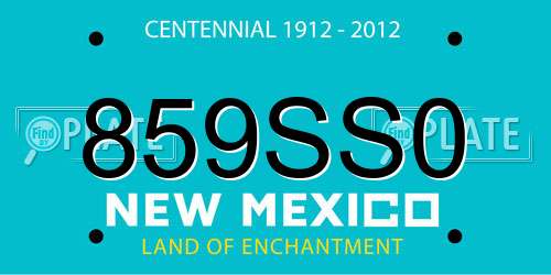 859SS0 New Mexico License Plate