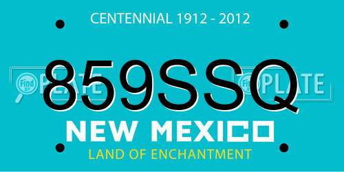 859SSQ New Mexico License Plate