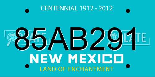 85AB291 New Mexico License Plate