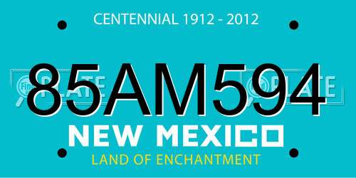 85AM594 New Mexico License Plate
