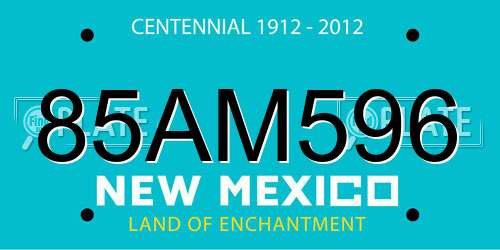 85AM596 New Mexico License Plate