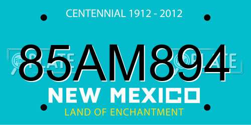 85AM894 New Mexico License Plate