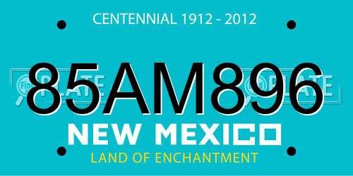 85AM896 New Mexico License Plate