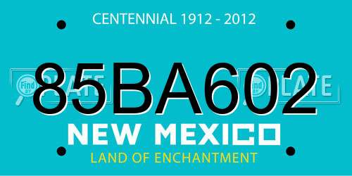 85BA602 New Mexico License Plate